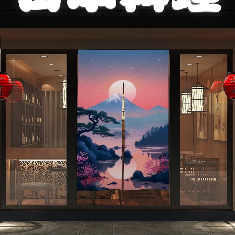 Japanese Noren, Mount Fuji Noren Curtain, Door Curtain, Japan Landscape Curtain, Mount Fuji curtain, Door Curtain, Japanese Room Decoration