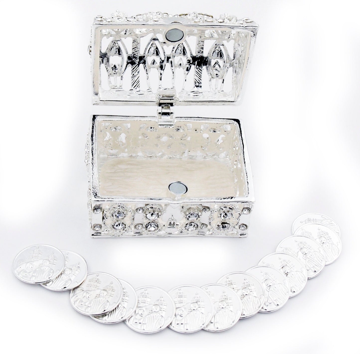 Wedding Arras, Silver Treasure Chest Box Wedding Arras Set with 13 Coins , Arras de Boda, Wedding Coins, Arras para Boda, Wedding Gift Idea