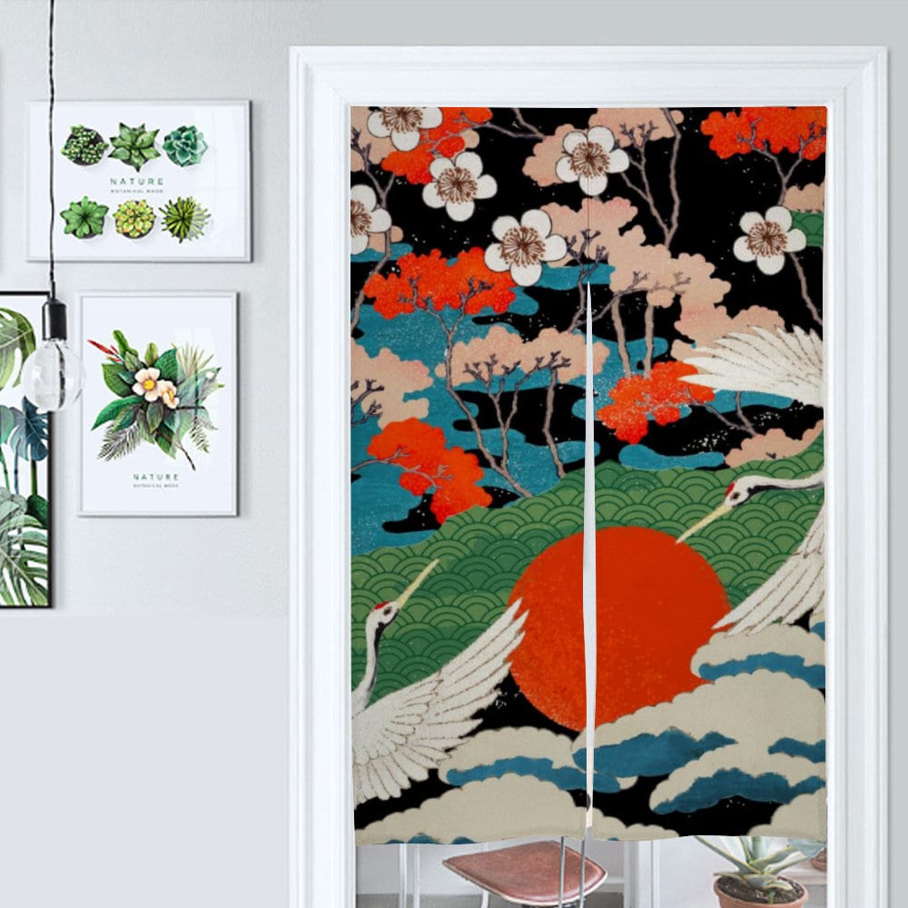 Japanese Noren, Japanese Art Door Curtain, Japanese Bird, Japanese Pattern Hemp Curtain, Door Curtain, Room Divider