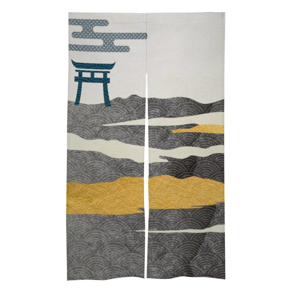 Japanese Noren, Japanese Door Curtain, Japanese Pattern Hemp Curtain, Landscape Noren Panel, Door Curtain