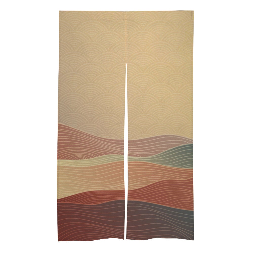 Japanese Noren, Japanese Orange Waves Noren Curtain, Japanese Pattern Hemp Curtain, Doorway Curtain, Door Curtain