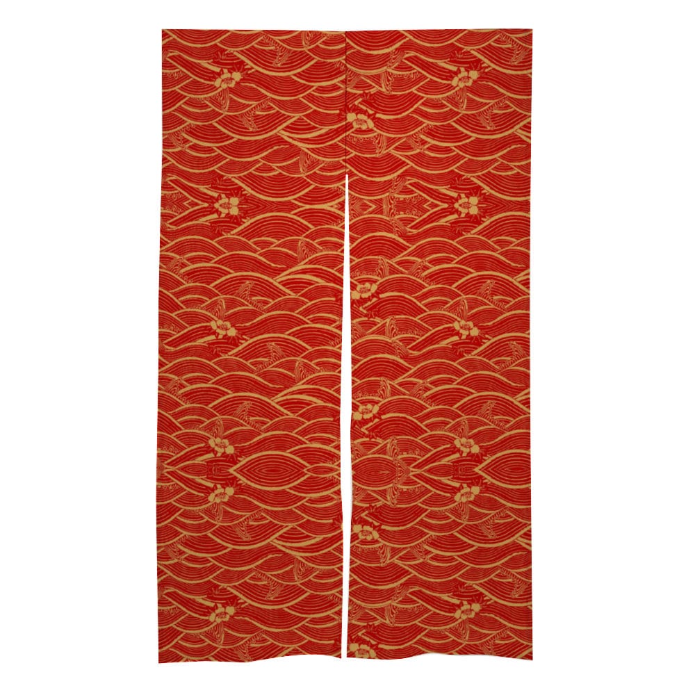 Japanese Noren, Japanese Door Curtain, Japanese Pattern Hemp Curtain, Red Door Curtain 34" x 56"