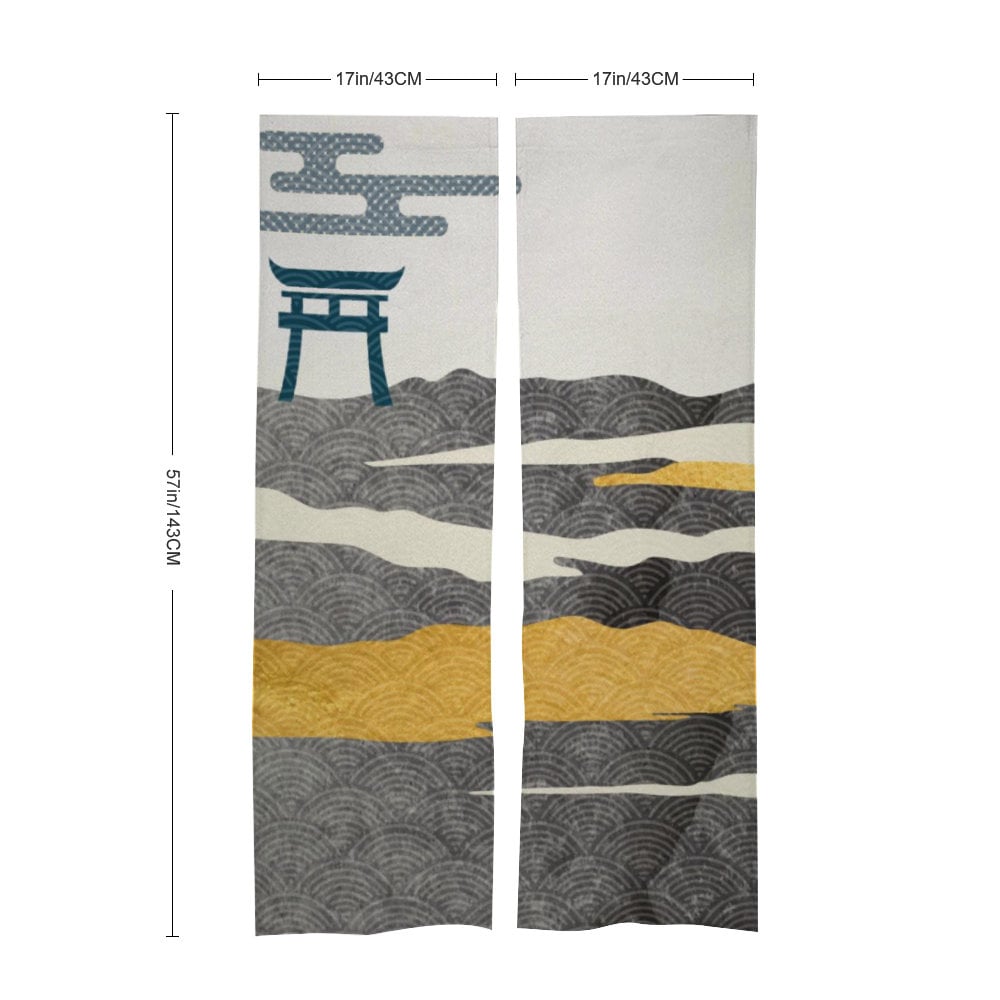 Japanese Noren, Japanese Door Curtain, Japanese Pattern Hemp Curtain, Landscape Noren Panel, Door Curtain