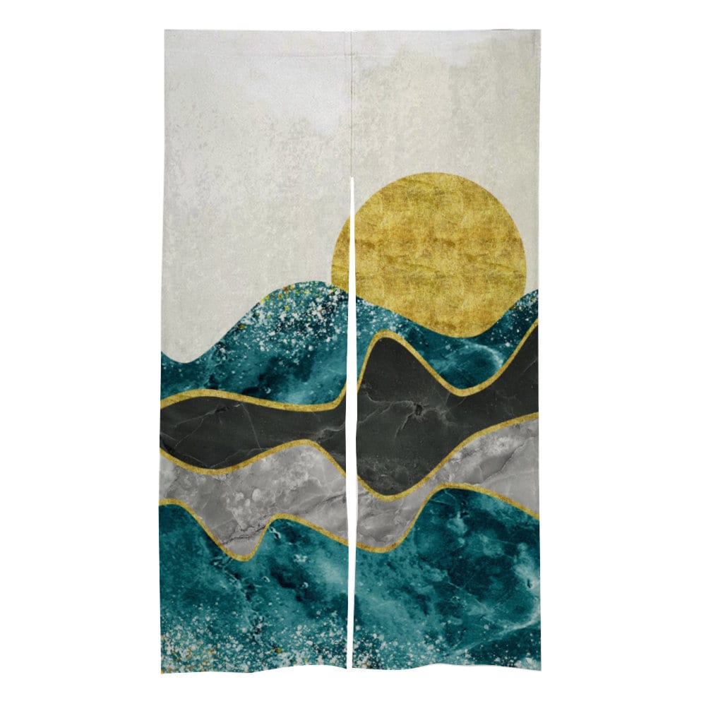 Japanese Noren, Japanese Door Curtain, Japanese Pattern Hemp Curtain, Japan art Wave, Door Curtain