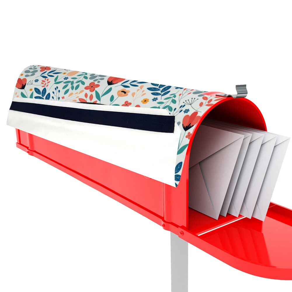 Custom Address Mailbox Covers, Floral Custom Personalized Magnetic Post Box Cover, Waterproof Canvas Stickers,