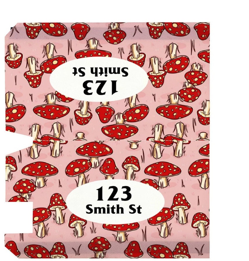 Custom Address Mailbox Covers Magnetic, Pink Mushroom MailBox Cover, Personalized Magnetic Mailbox Cover, Waterproof Canvas Stickers