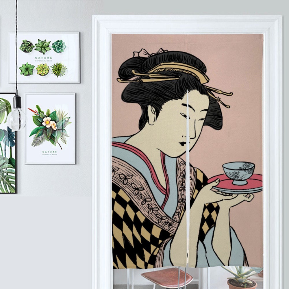 Japanese Noren, Japanese Kimono Door Curtain, Japanese Pattern Hemp Curtain, Kimono decoration, Doorway Curtain, kimono Noren, Room Divider
