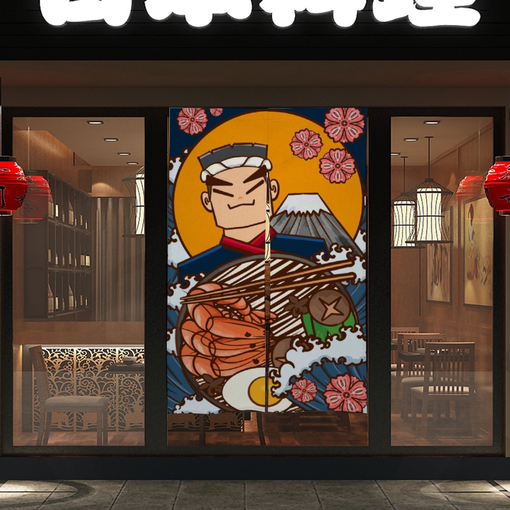 Japanese Noren, Japanese Door Curtain, Japanese Chef Food Sushi Curtain, Doorway Curtain, Room Divider, Kitchen door Curtain