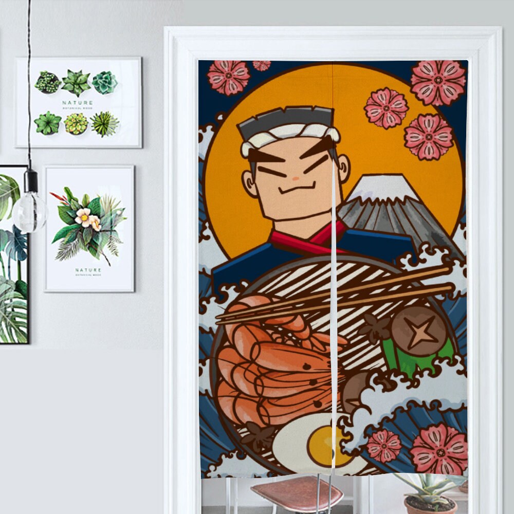 Japanese Noren, Japanese Door Curtain, Japanese Chef Food Sushi Curtain, Doorway Curtain, Room Divider, Kitchen door Curtain