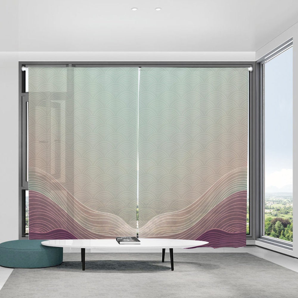 Elegant Chiffon Window Curtains - Translucent Sheer Curtains with Japanese Waves - Two-Piece Set- Product size is one-piece size