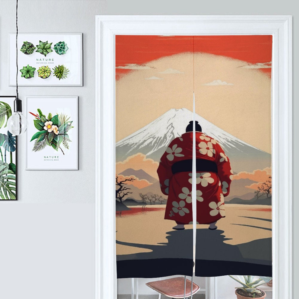 Japanese Sumo wrestler Noren Door Curtain, Japanese Pattern Hemp Curtain, Room Divider for Home Decoration, Doorway Curtain, Room Divider