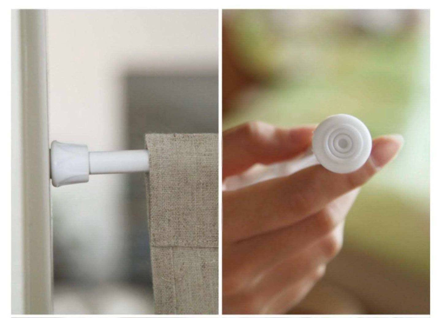 2pc Tension Extendable Curtain Rod, Adjustable Curtain Rod, No Drilling Door curtain Rods, 19~35inch(50-90cm), for Closet Cupboard Noren