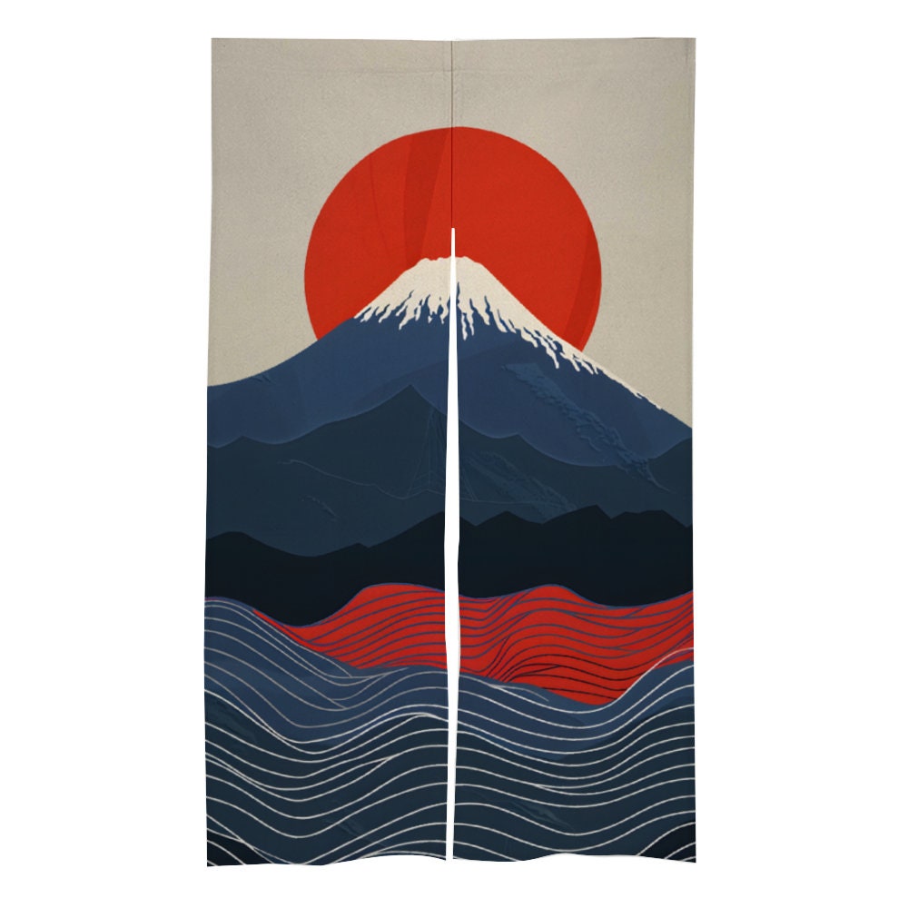 Japanese Noren, Japanese Door Curtain, Japanese Landscape Curtain, Mount Fuji curtain, Door Curtain, Room Divider, Kitchen Curtain