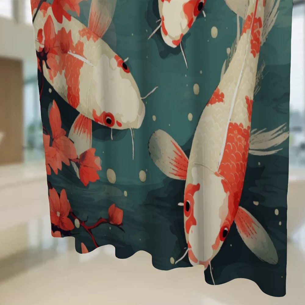 Japanese Koi Fish Shower Curtain, Japanese Shower Curtain, Funny Gifts, Aesthetic Shower Curtain, Bathroom Decor, Waterproof shower curtain
