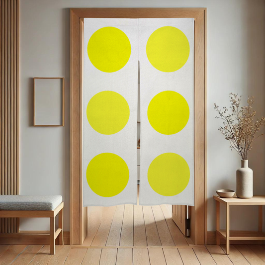 Japanese Noren Door Curtain, Polka Dot Noren Curtain, Minimalist Japanese Doorway Panel, Home Decor, Room Divider