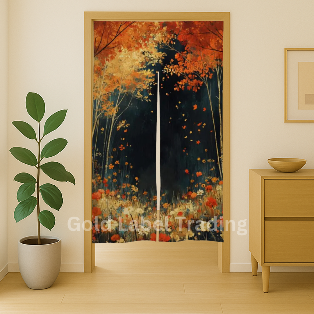 Japanese Noren Curtain, Autumn Theme Doorway Curtain, Perfect for Hallway, Entryway Curtain,  Room Dividers, Closet Cover, Wall Hanging Decor