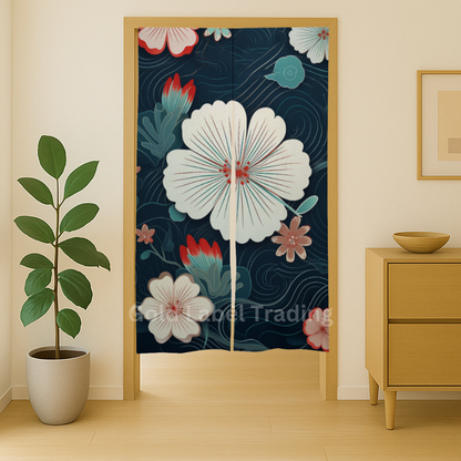 Japanese Noren Curtain, Floral Doorway Curtain, Perfect for Hallway, Entryway Curtain,  Room Dividers, Closet Cover, Wall Hanging Decor