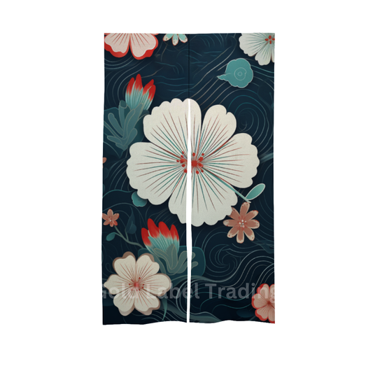 Japanese Noren Curtain, Floral Doorway Curtain, Perfect for Hallway, Entryway Curtain,  Room Dividers, Closet Cover, Wall Hanging Decor