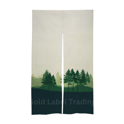 Japanese Noren Curtain, Watercolor Forest Doorway Curtain, Perfect for Hallway, Entryway Curtain,  Room Dividers, Closet Cover, Wall Hanging Decor