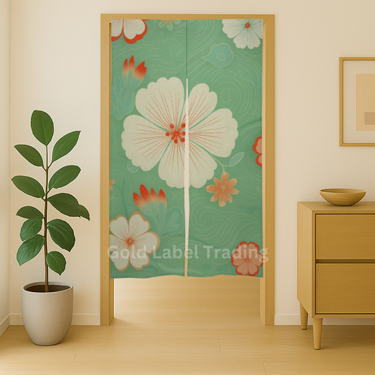Japanese Noren Curtain, Spring Floral Doorway Curtain, Perfect for Hallway, Entryway Curtain,  Room Dividers, Closet Cover, Wall Hanging Decor