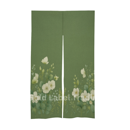Japanese Noren Curtain, Green Floral Doorway Curtain, Perfect for Hallway, Entryway Curtain,  Room Dividers, Closet Cover, Wall Hanging Decor