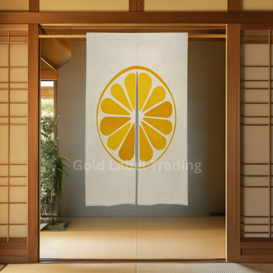Japanese Noren Curtain, Citrus Fruit Pattern Doorway Curtain, Perfect for Hallway, Entryway Curtain,  Room Dividers, Closet Cover, Wall Hanging Decor