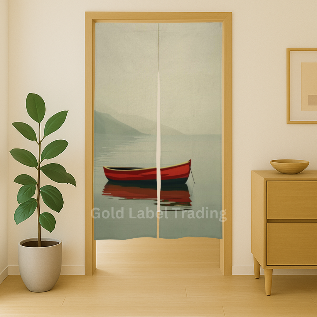 Japanese Noren Curtain, Boat on the Lake  Doorway Curtain, Perfect for Hallway, Entryway Curtain,  Room Dividers, Closet Cover, Wall Hanging Decor