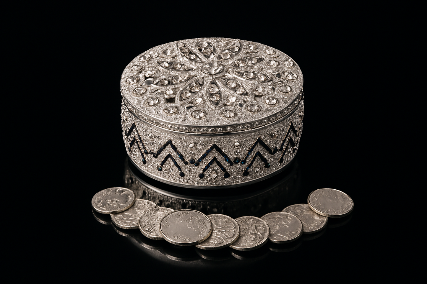 Wedding Arras, Silver Elegant Wedding Arras, Round Shape Wedding Arras, Ring Box, Wedding gift, Silver Wedding Arras with Unity Coins SR01