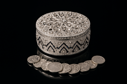 Wedding Arras, Silver Elegant Wedding Arras, Round Shape Wedding Arras, Ring Box, Wedding gift, Silver Wedding Arras with Unity Coins SR01