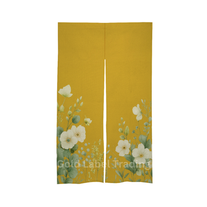 Japanese Noren Curtain, Yellow Floral Doorway Curtain, Perfect for Hallway, Entryway Curtain,  Room Dividers, Closet Cover, Wall Hanging Decor