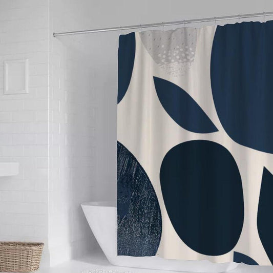 Abstract Blue Shower Curtain, Modern Geometric Design Bathtub Curtain, Bath Shower Curtain, Modern Bathroom Decor, Waterproof Shower Curtain