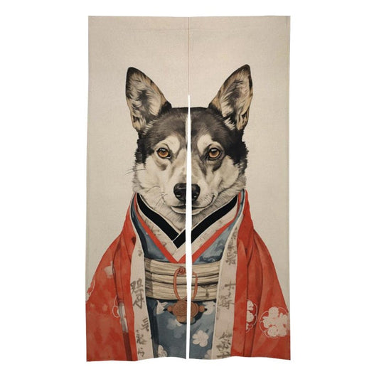 Japanese Noren,  Kimono Husky Dog Doorway Curtain, Ukiyo-e Style Art, Dog Lover Decoration, Room Divider, Japan Decor