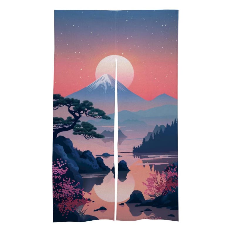 Japanese Noren,  Mount Fuji Noren Curtain, Door Curtain, Japan Landscape Curtain, Mount Fuji curtain, Door Curtain, Japanese Room Decoration