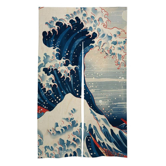 Japanese Noren, Japanese Doorway Curtain, Great Wave Noren Curtain, Hokusai Art Design, Japanese Wave curtain, Japan Ocean Wave Theme Decor