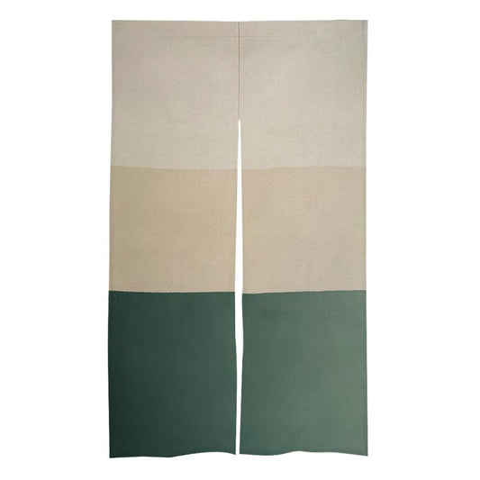 Japanese Noren Curtain, Green Beige Color Block Door Curtain, Minimalist Room Divider