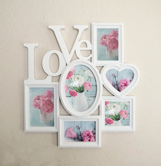 Multi Opening Photo Frame Love White Collage Frame, Photo Frame,  Decorative Wall Hanging Collage Picture Frame , White