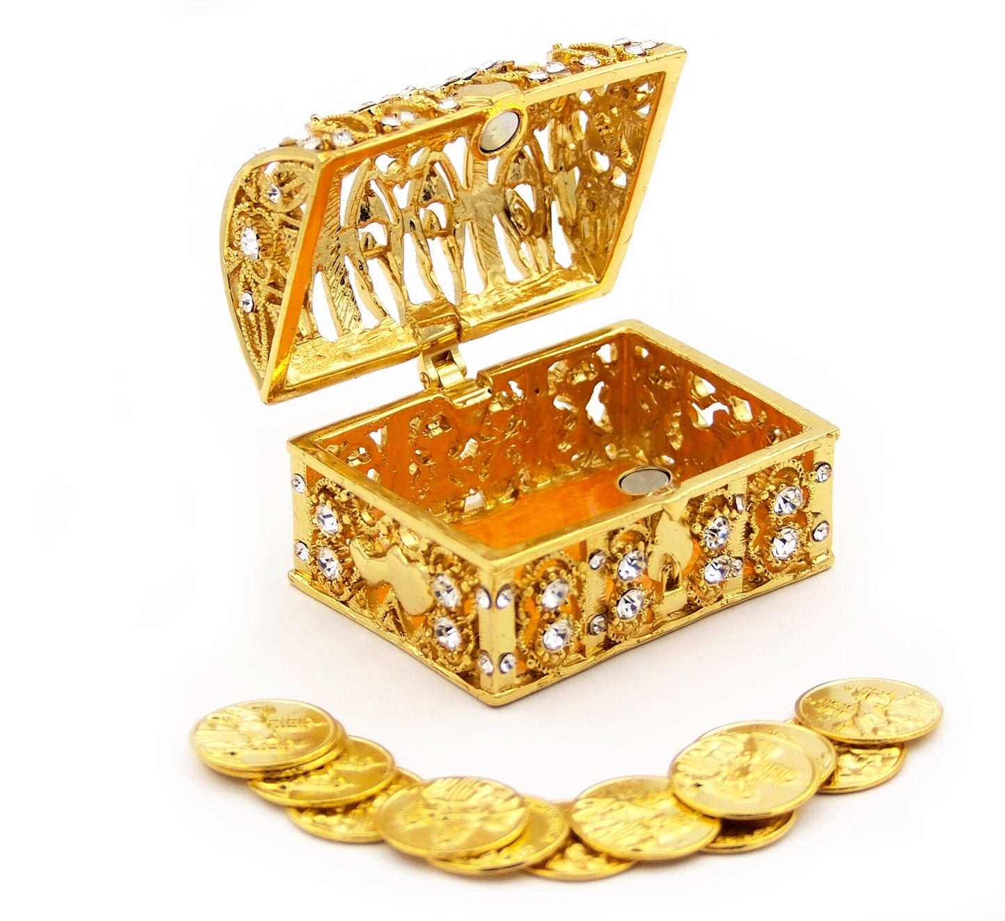 Wedding Arras, Elegant Gold Treasure Box Wedding Arras Set with 13 Wedding Unity Coins, Arras de Boda, Wedding Gift Idea, Arras para Boda