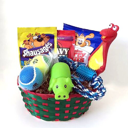 Dog Gift, Dog Puppy Gift Box Basket Set Treat Crew Toys Package, Gift for Dogs