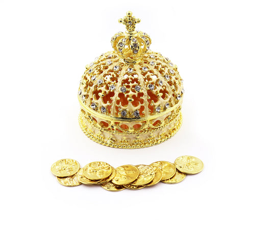 Wedding Arras, Elegant Gold Crown Wedding Arras with 13 coins set, Ring Box, Arras de Boda, Great Wedding Gift Idea