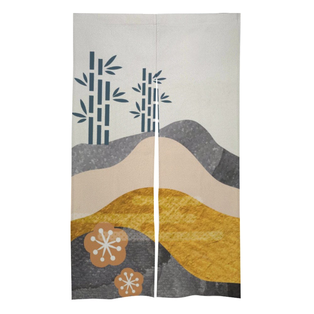 Japanese Noren, Japanese Door Curtain, Landscape Noren Panel, Japanese Pattern Hemp Curtain, Door Curtain