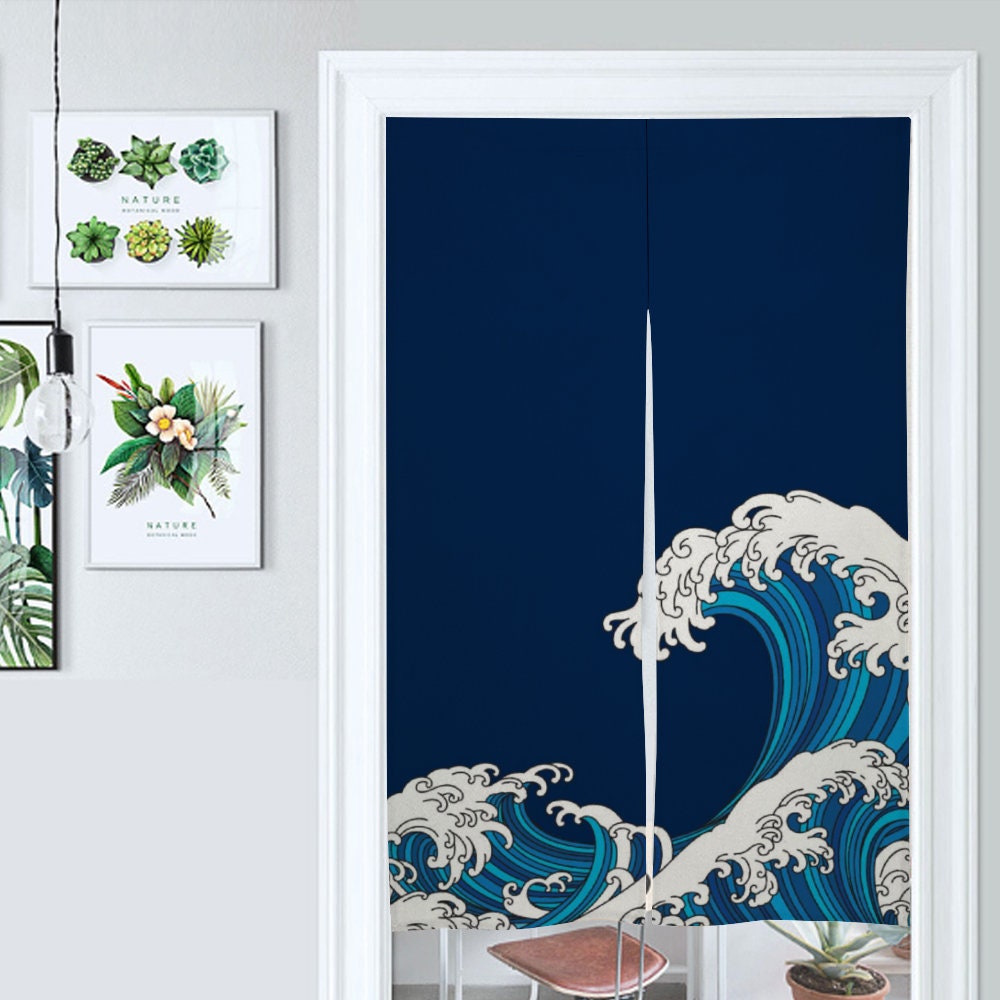 Japanese Noren, Japanese Door Curtain, Japanese Pattern Hemp Curtain, Japanese ocean curtain, Door Curtain