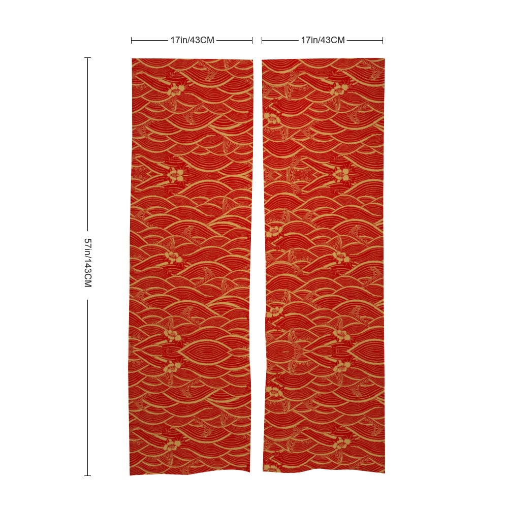 Japanese Noren, Japanese Door Curtain,  Japanese Pattern Hemp Curtain, Red Door Curtain 34" x 56"