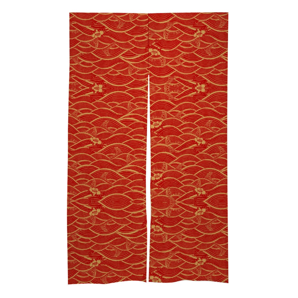 Japanese Noren, Japanese Door Curtain,  Japanese Pattern Hemp Curtain, Red Door Curtain 34" x 56"