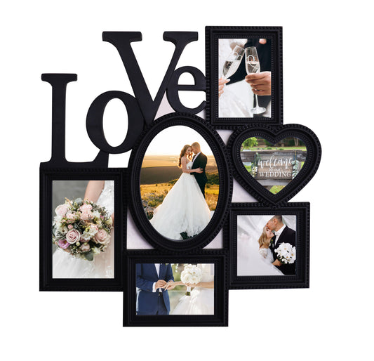 Multi Opening Photo Frame Love White Collage Frame, Photo Frame,  Decorative Wall Hanging Collage Picture Frame , Black