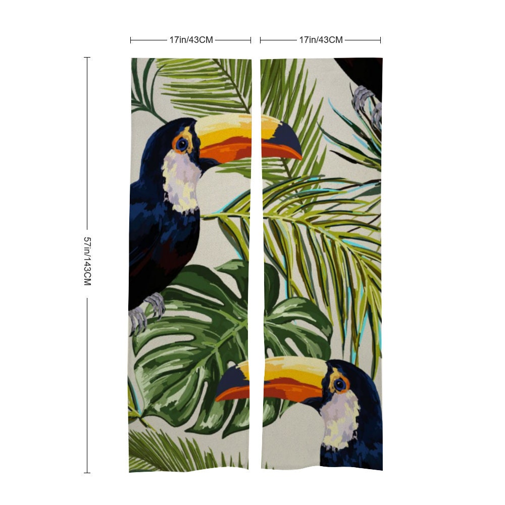 Japanese Noren, Tropical Jungle Floral Pattern, Floral, Hawaii Door Curtain 34" x 56"