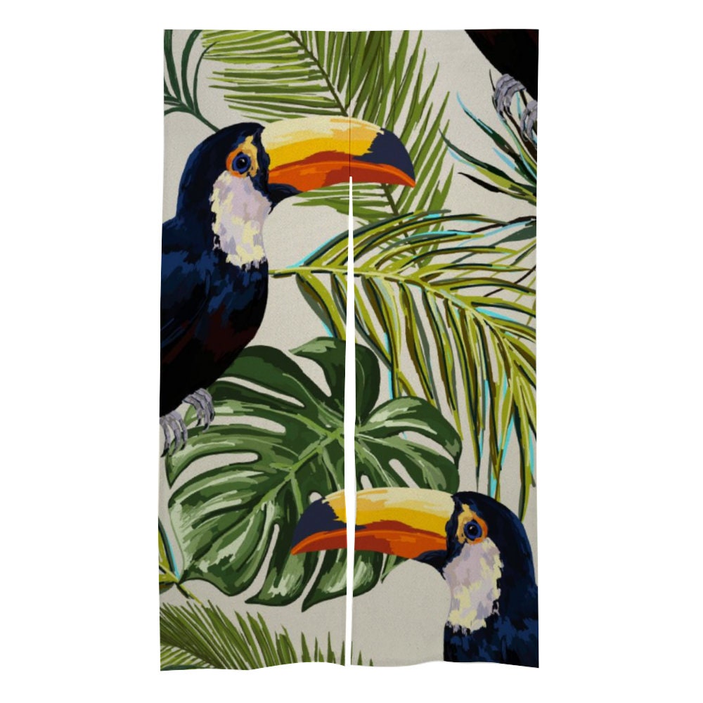 Japanese Noren, Tropical Jungle Floral Pattern, Floral, Hawaii Door Curtain 34" x 56"