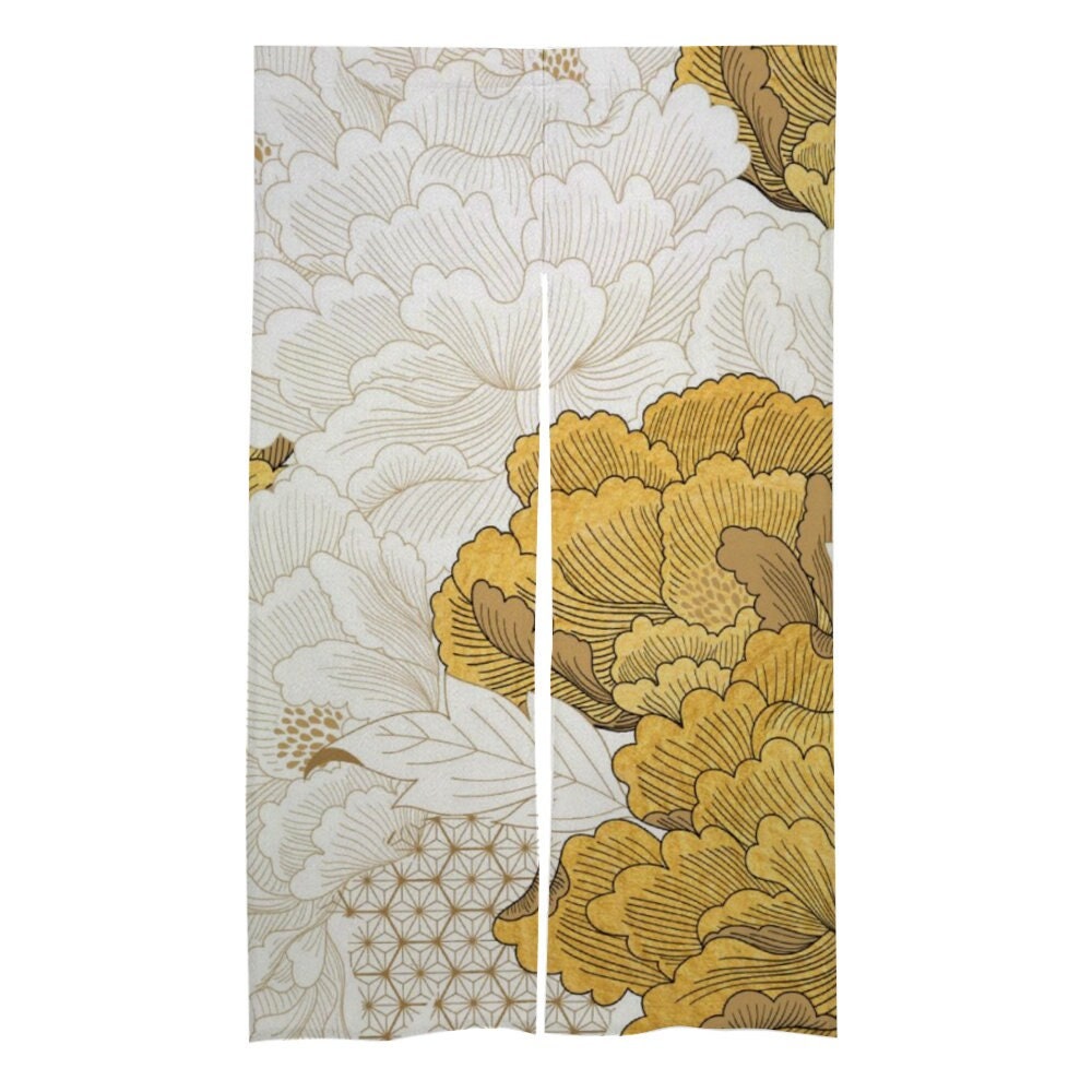 Japanese Noren, Japanese Door Curtain, Japanese Pattern Hemp Curtain, Japanese Floral curtain, Door Curtain, Room Divider