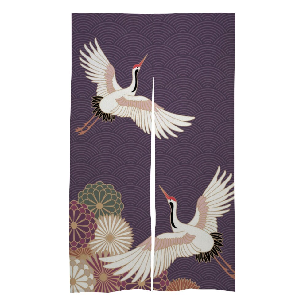 Japanese Noren, Japanese Art Door Curtain, Japanese Crane Bird, Japanese Pattern Hemp Curtain, Door Curtain