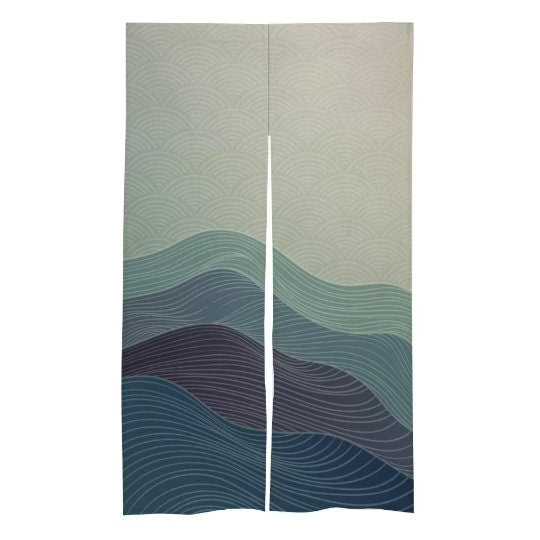 Japanese Noren, Japanese Orange Waves Noren Curtain,  Japanese Pattern Hemp Curtain, Doorway Curtain, Door Curtain