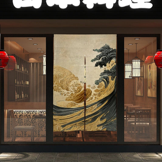 Japanese Noren, Japanese Doorway Curtain, Japanese Traditional Noren Curtain, Japanese Wave curtain, Door Curtain, The Great Wave Curtain